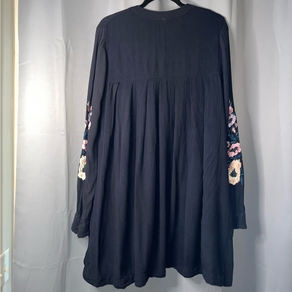 Free People Black Floral Embroidered Mia Small Tunic Dress - Picture 4 of 9